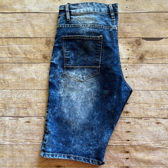 WT02 Southpole Mens Blue Acid Wash Moto Denim Shorts Size 32 RN 82628 - Picture 4 of 10
